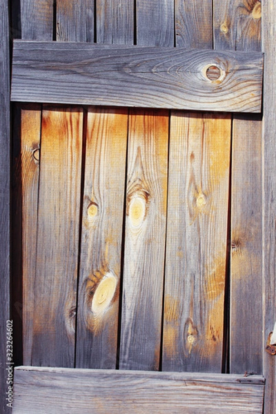 Fototapeta Wood background texture with dry peeling paint and cracks. Background, design element, photo background, place for text.