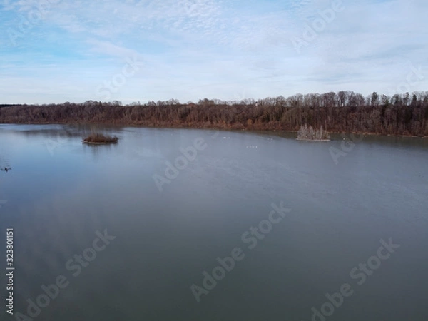 Fototapeta View over the Lech barrage 18 at Kaufering