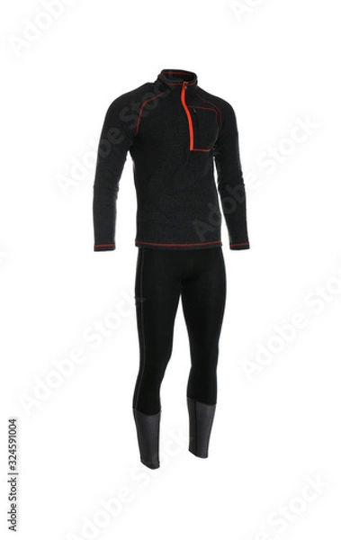 Fototapeta Thermal underwear set isolated on white. Winter sport clothes