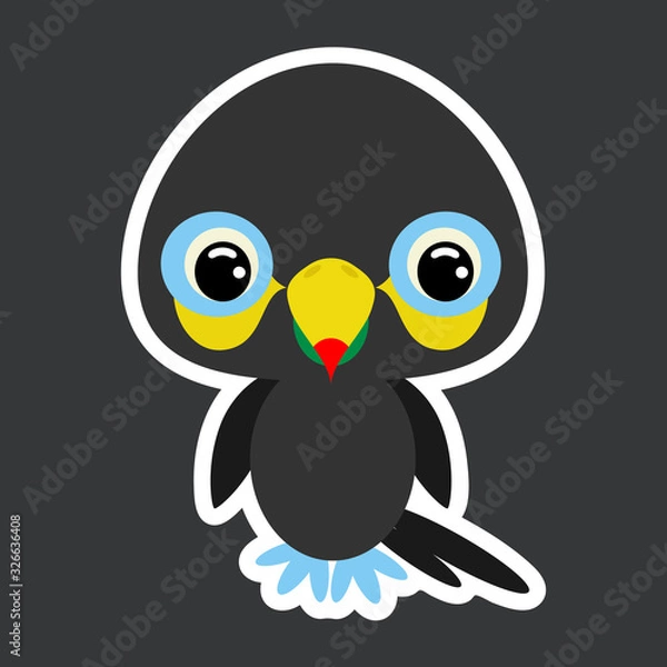 Fototapeta Children's sticker of cute little toucan. Flat vector stock illustration