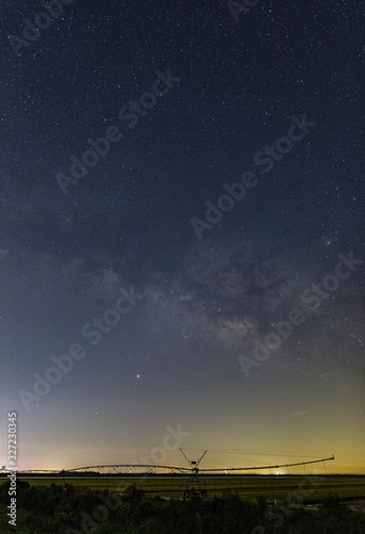 Fototapeta Night,Milky Way,stars,sky,farm,agriculture,irrigation,peaceful,clouds,nature,Florida,Port St. Lucie,