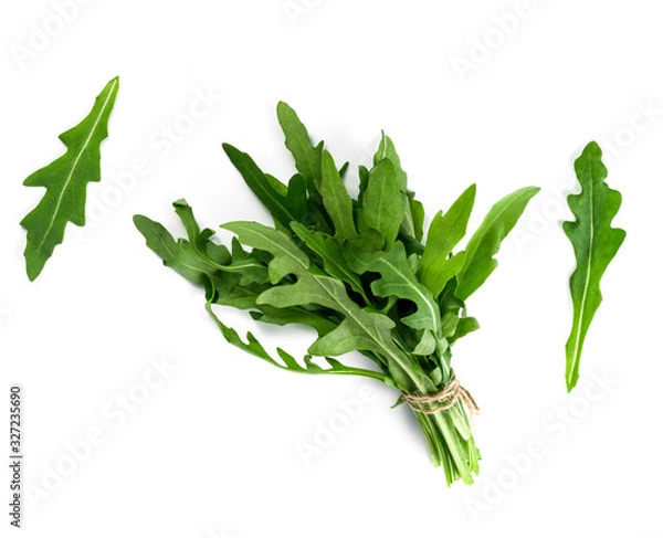 Fototapeta Arugula, Rucola Fresh Heap Leafs Isolated