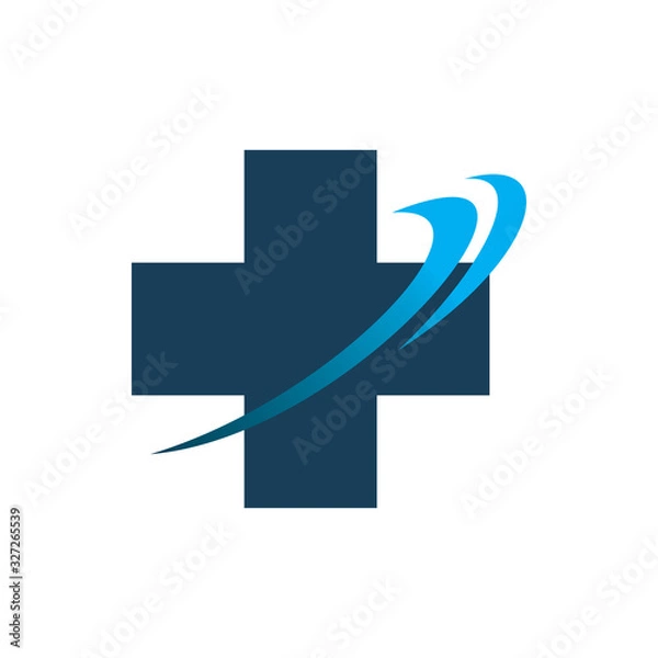 Fototapeta blue medical plus dynamic color line logo design