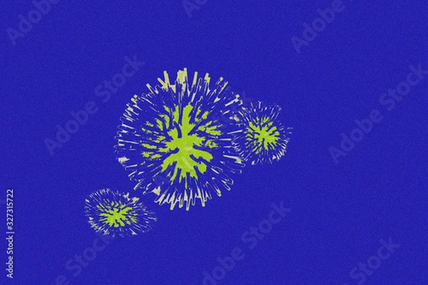 Fototapeta Abstract image resembling coronavirus cells on a blue background