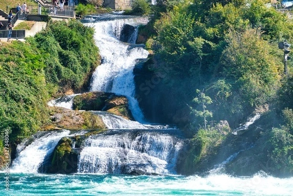 Obraz the famous rhine falls in the swiss near the city of Schaffhausen - sunny day and blue sky