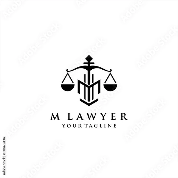 Fototapeta Creative Law Concept Logo Design Template