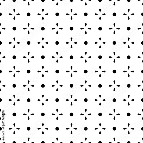 Fototapeta Geometric seamless white and black pattern. Isolated simple objects and points on background, abstract design. Modern minimal design. Vector illustration perfect for graphic design ,textiles, print.