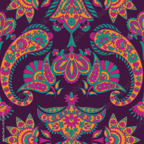 Fototapeta Paisley Vector Pattern. Seamless Floral Textile Background