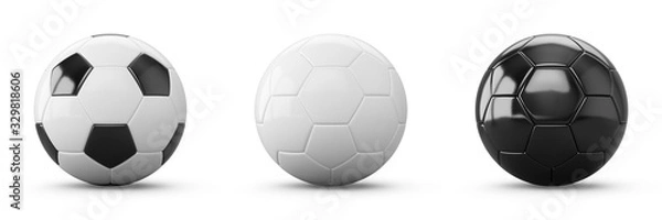 Fototapeta 3D rendering Set of  Soccer Balls on white background