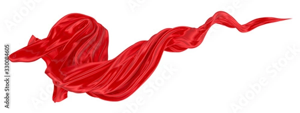 Obraz Beautiful flowing fabric of red wavy silk or satin. 3d rendering image.