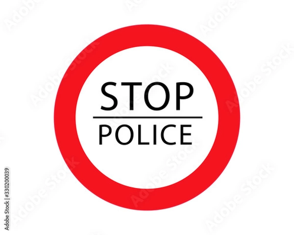 Fototapeta Stop police Information and Warning Road traffic street sign, vector illustration collection isolated on white background for learning, education, driving courses, sticker, icon.