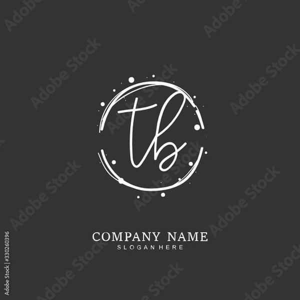 Fototapeta Handwritten initial letter T B TB for identity and logo. Vector logo template with handwriting and signature style.