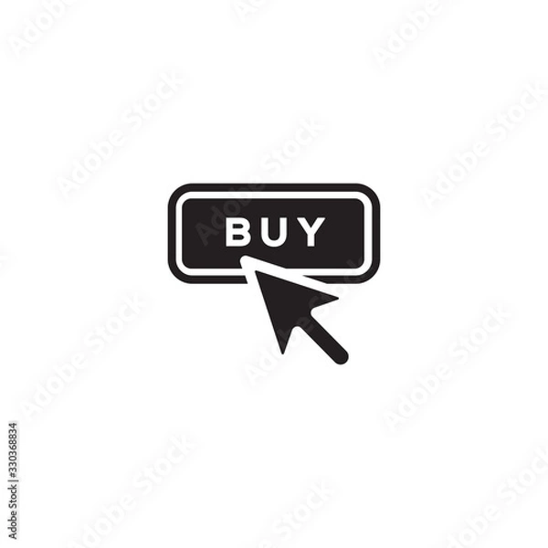 Fototapeta Buy now button, click, website element. Cursor push on pay button icon. concept of online shopping and retail e-commerce for web trade business. 