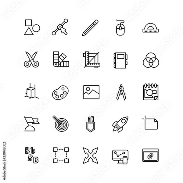 Fototapeta bundle of designer set icons