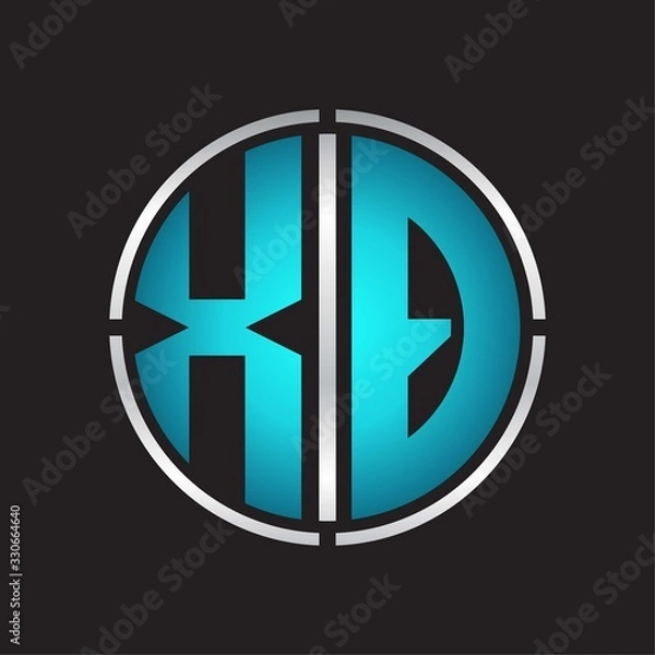 Fototapeta XQ Logo initial with circle line cut design template on blue colors