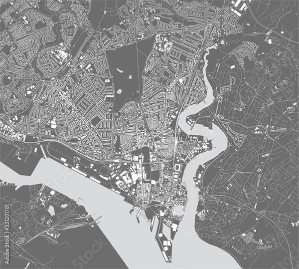 Fototapeta map of the city of Southampton, Hampshire, South East England, England, UK