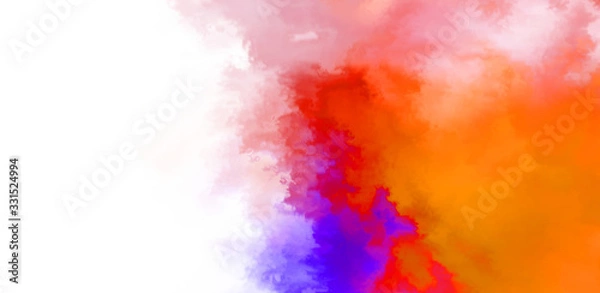 Fototapeta Abstract colorful watercolor on white background. Digital art painting.