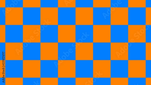 Fototapeta New blue & orange checker board,chess board abstract background