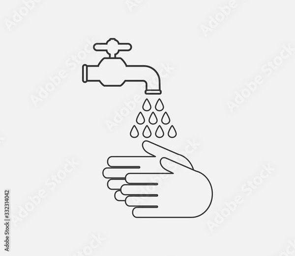 Fototapeta Hand washing icon. Vector illustration, flat design.