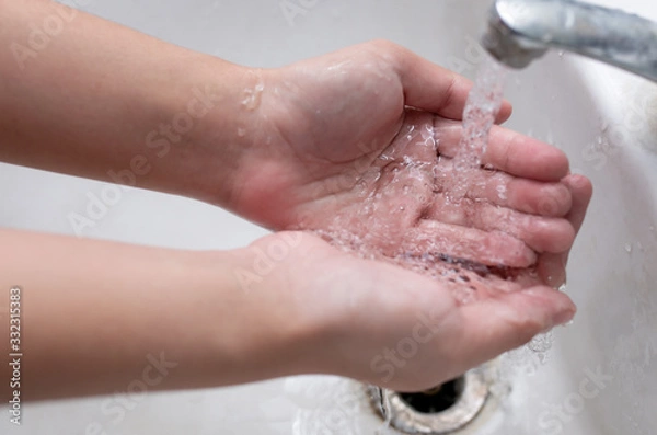 Fototapeta Washing Hands, Human Hand isolated background.