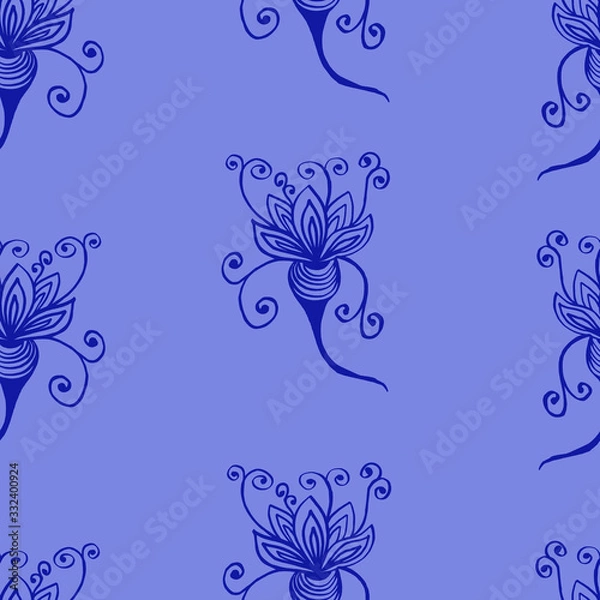 Fototapeta Vector illustration. Abstract bright seamless floral pattern.Design for wrapping paper, wallpaper, covers, backgrounds, print textile.	