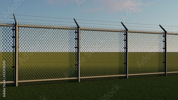 Fototapeta Fence in Nature 3D Rendering