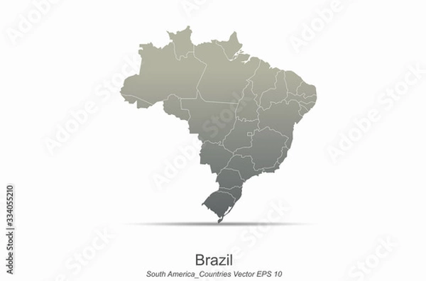 Fototapeta brazil map. south america continent countries map. country map of gray gradient series.