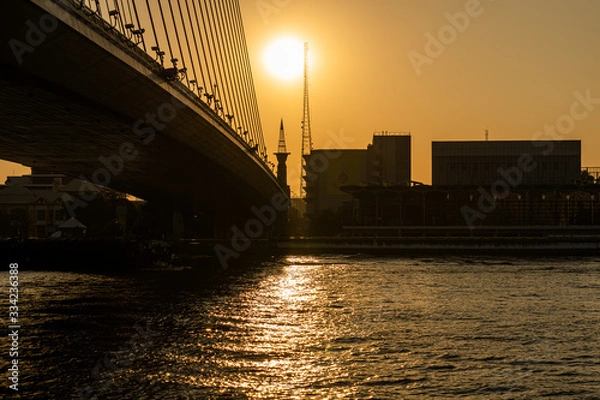 Fototapeta Rama VIII Bridge in the morning at sun rises time.