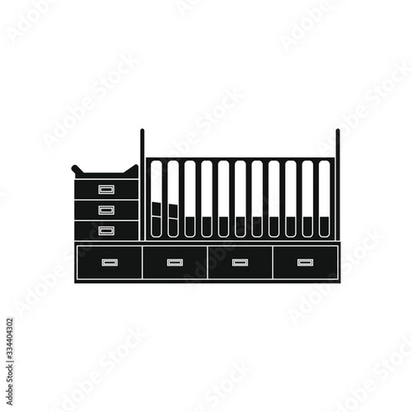 Fototapeta baby crib on white background