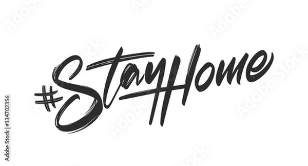 Fototapeta Hand drawn hashtag lettering of Stay Home.