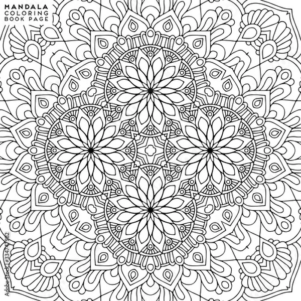 Fototapeta Flower Mandala. Coloringbook page template