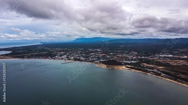 Fototapeta High angle view Aerial photograph of landscape Beach seaside