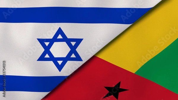 Fototapeta The flags of Israel and Guinea Bissau. News, reportage, business background. 3d illustration