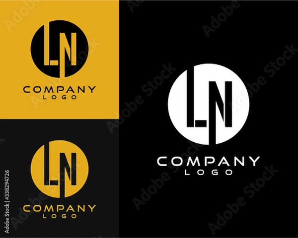 Fototapeta LN, NL letter, initial logo design letter  with circle shape 