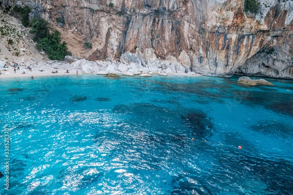 Fototapeta The beach of Cala Mariolu in Sardinia with turquoise water (Gulf of Orosei)