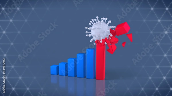 Fototapeta Coronavirus economy crisis concept. 3D render