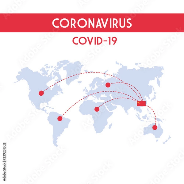 Obraz infographic from world planet with the propagation of the covid 19 by countries