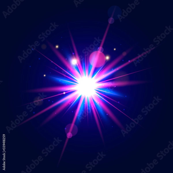 Fototapeta Vector Illustration Colorful Glow. Light Beam In Blue And Violet Colors