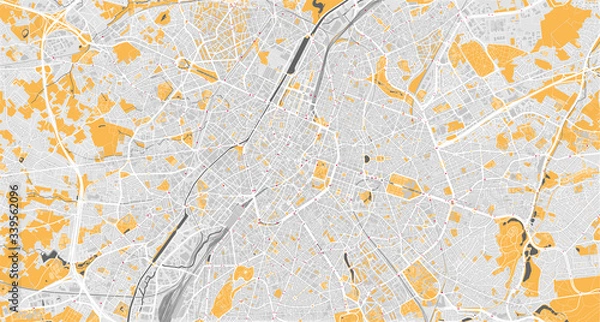 Fototapeta Detailed vector map of Brussels, Belgium