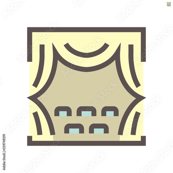 Fototapeta Theater and curtain vector icon design,  48X48 pixel perfect and editable stroke.