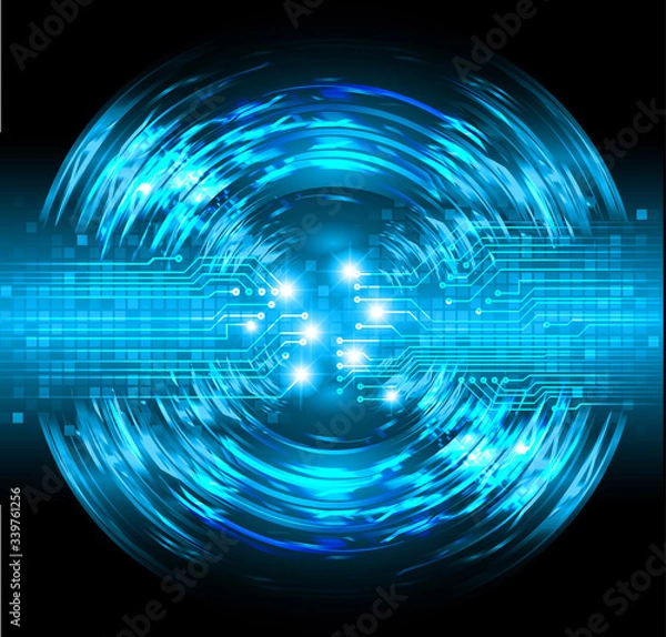 Fototapeta Blue eye cyber circuit future technology concept background
