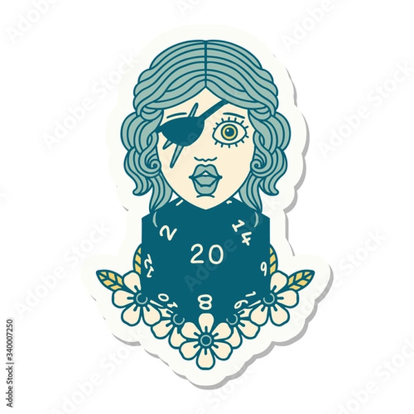 Fototapeta human rogue with natural twenty dice roll sticker