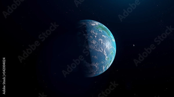 Fototapeta Blue Exoplanet 3d render for background