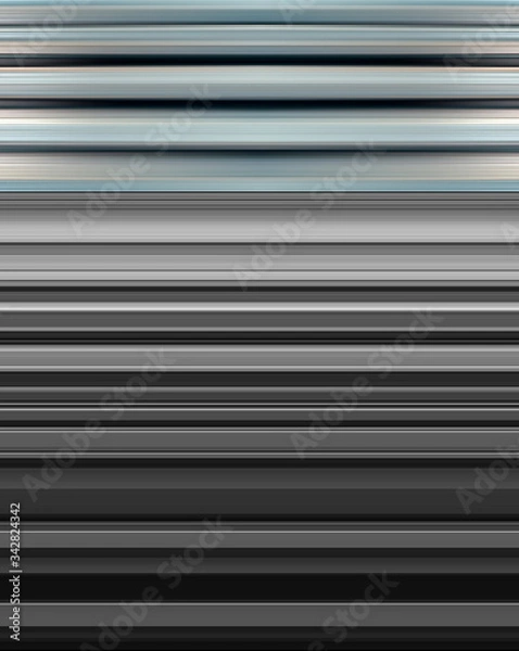 Fototapeta 3d rendered and illustration of horizontal striped lines with metallic silver color tone.