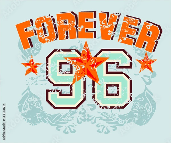 Fototapeta Forever young embroidery graphic design vector art