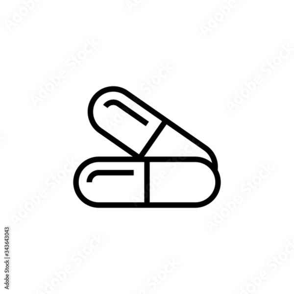 Fototapeta Antibiotics vector icon, antibiotics icon symbol, health and medical icon in outline style icon, isolated on white background