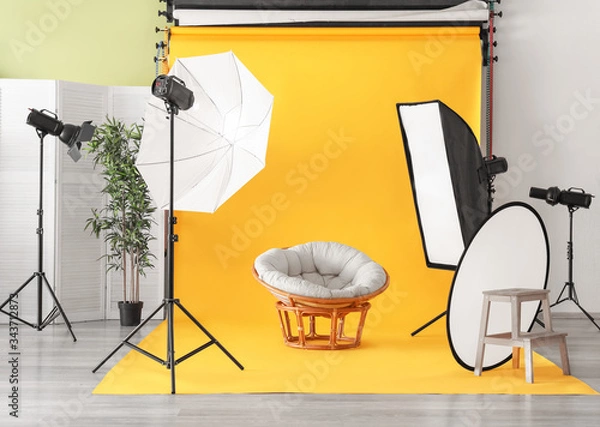 Fototapeta Interior of photo studio with modern equipment