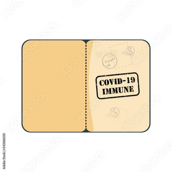 Fototapeta Concept of vaccine passport or immunity passport vector for people who have recovered from or are vaccinated against COVID-19 coronavirus and can begin to travel and work again