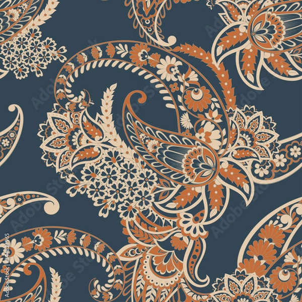 Fototapeta Paisley seamless floral pattern. Damask vintage background