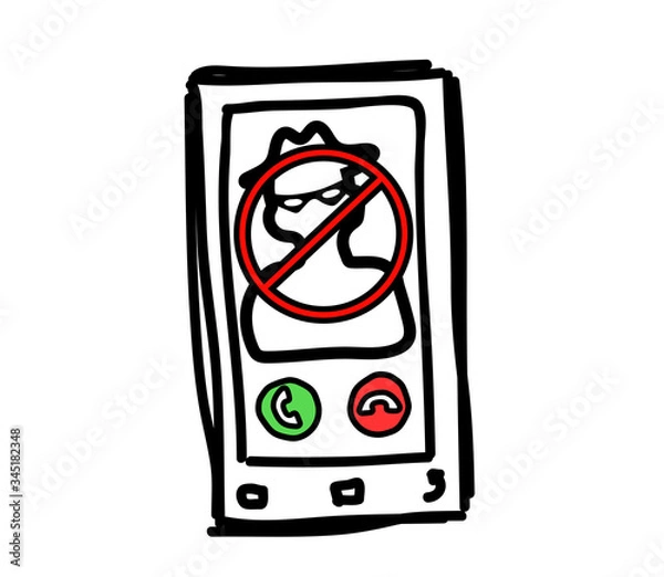 Fototapeta Smartphone on a white background. The scammer’s call. Vector illustration.